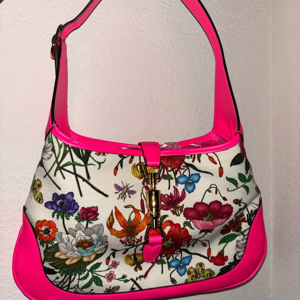 Gucci Jackie 1964 Floral Pink Shoulder Bag